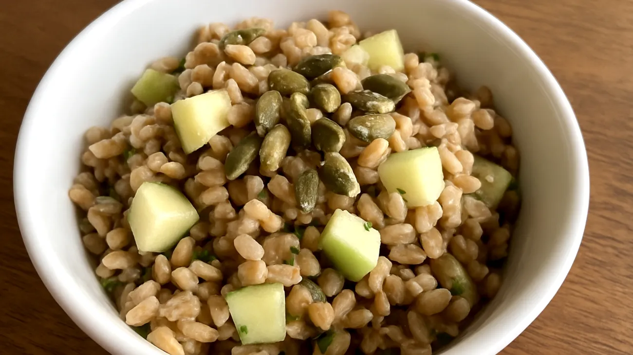 Insalata di farro con semi di zucca e mela verde"