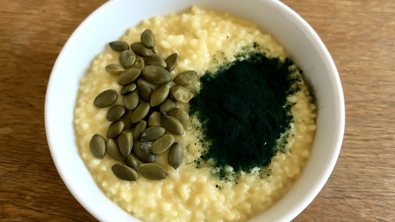 Porridge di miglio con semi di zucca e spirulina"