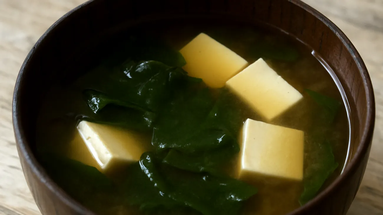 Zuppa di miso con alghe wakame e tofu"
