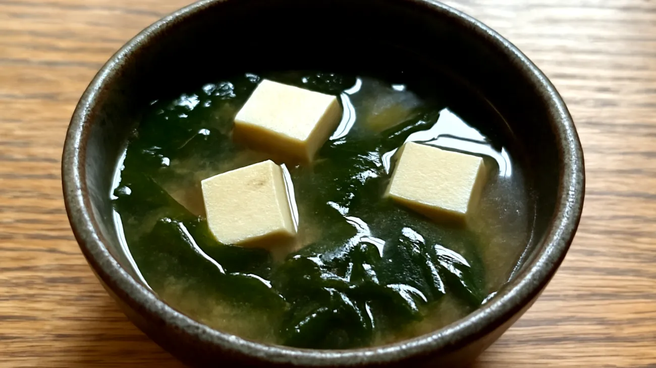 Zuppa di miso con alghe wakame e tofu"