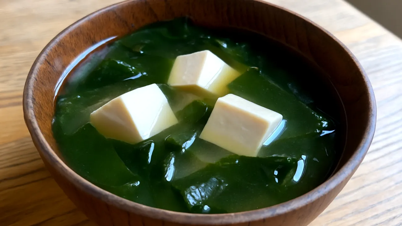 Zuppa di miso con alghe wakame e tofu"