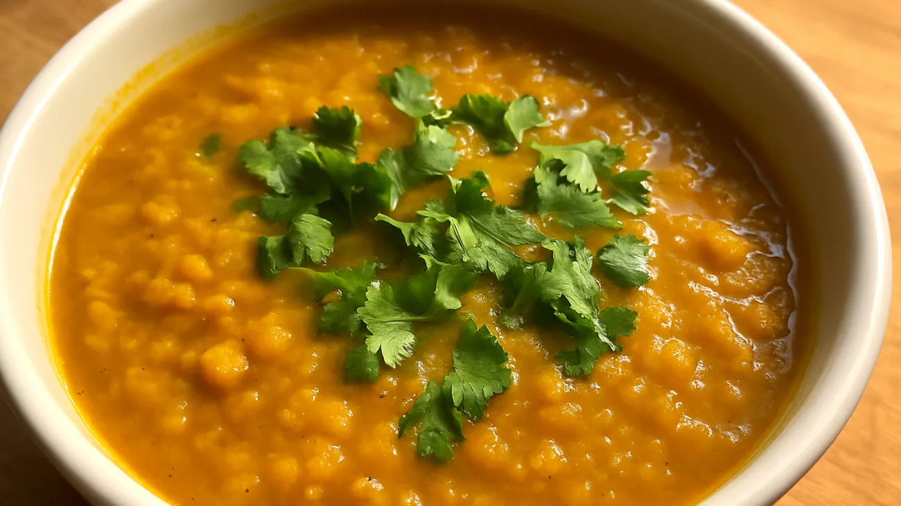 Zuppa di lenticchie rosse con zenzero e curcuma"